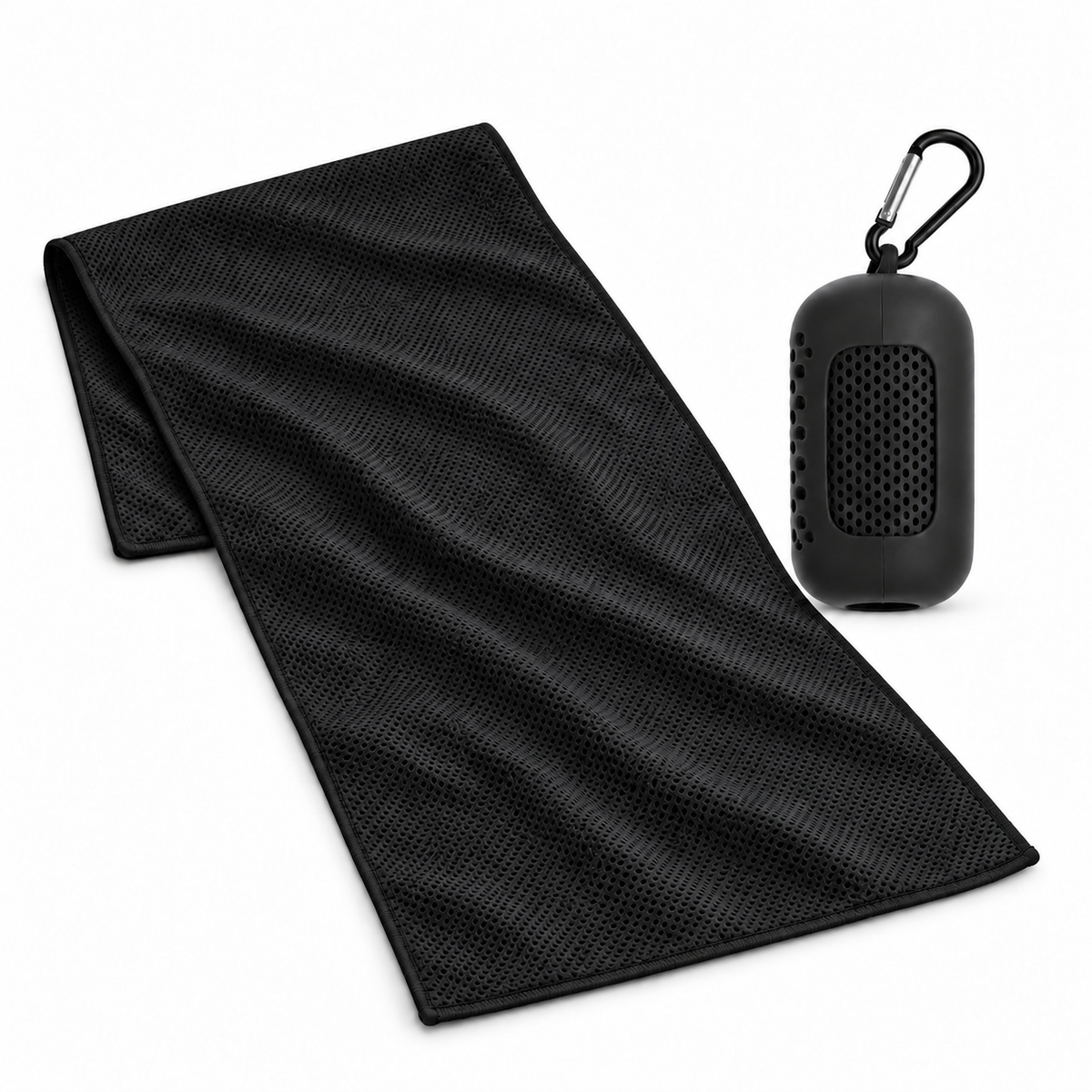 STRIVEX Quick-Cooling Sports Towel and carry case in Black