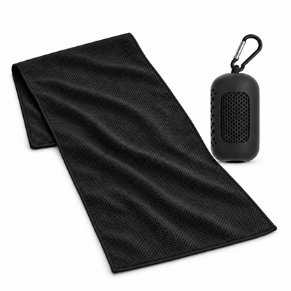 STRIVEX Quick-Cooling Sports Towel and carry case in Black