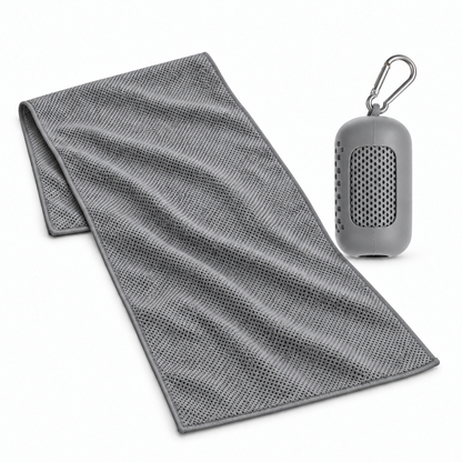 STRIVEX Quick-Cooling Sports Towel and carry case in Grey