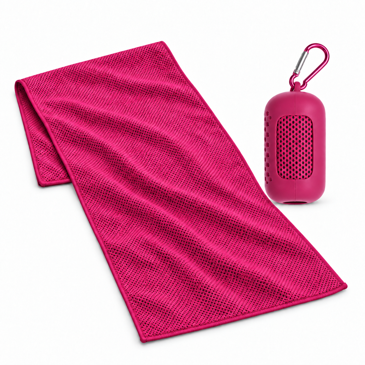 STRIVEX Quick-Cooling Sports Towel and carry case in Rose Red