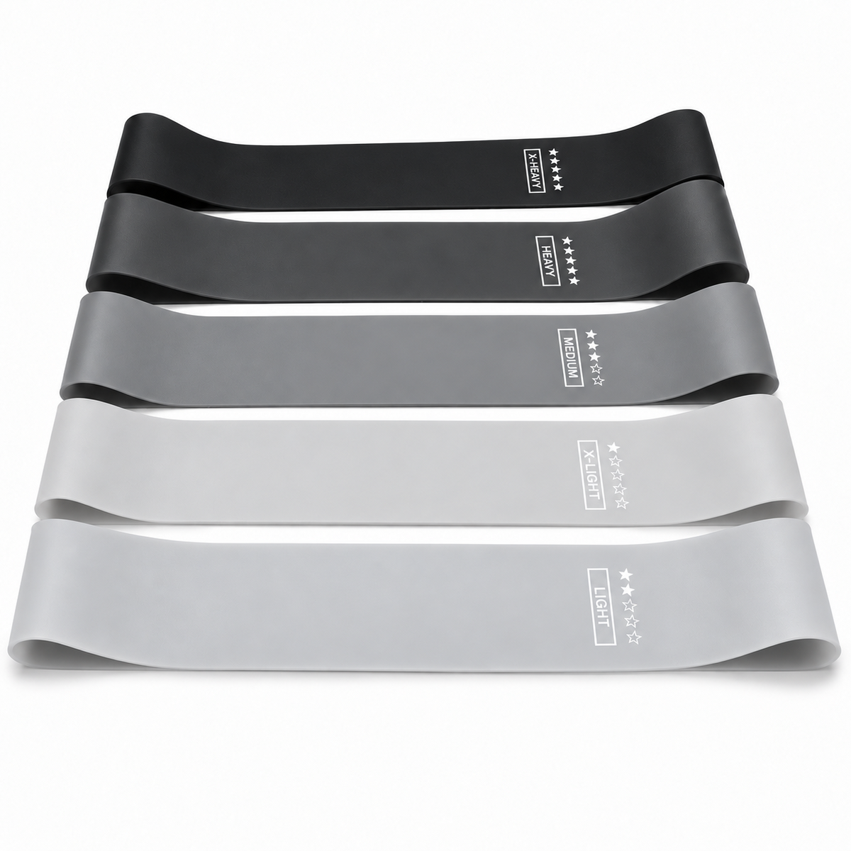 STRIVEX five-level resistance bands in a fanned arrangement