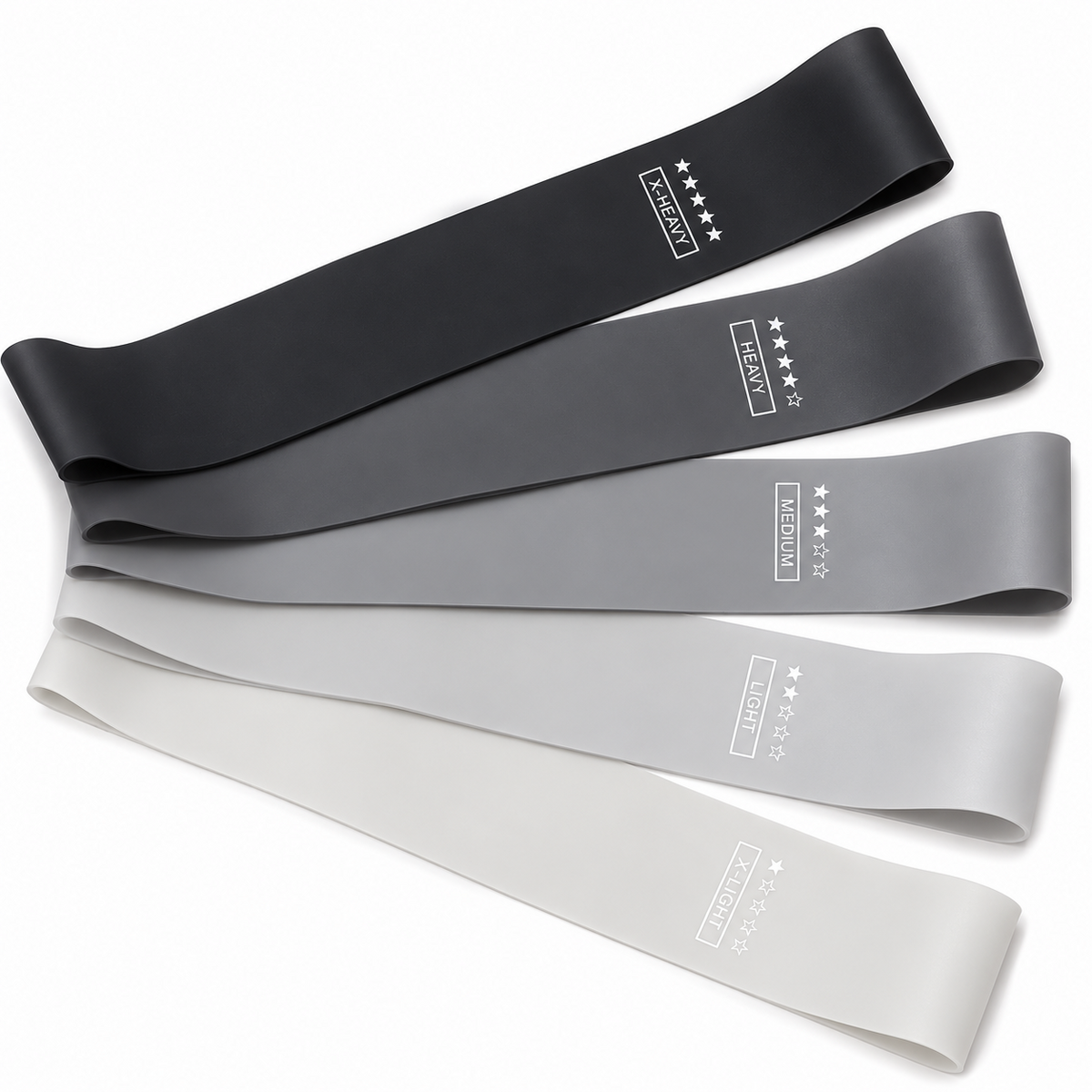 STRIVEX five-level resistance bands in a stacked arrangement